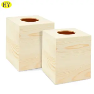Großhandel unvollendete Holz Tissue Box Tisch dekoration Gesicht Holz Tissue Box Halter mit Abdeckung