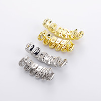 Hot Sale Grillz Hip Hop pour Hommes, entièrement micro-pavé de zircon, style Iced Out, pour Rapper, Scène, Cosplay, Bijoux de décoration dentaire, Vente en gros