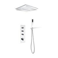 Nouvelles panneaux de douche muraux multifonctions pour salle de bain, mitigeur de douche encastré, tête rectangulaire, double matériau en laiton, doux