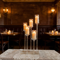 Candélabre moderne de luxe en plastique à 8/10 têtes, bougeoirs électroniques écologiques, centre de table pour mariages et événements