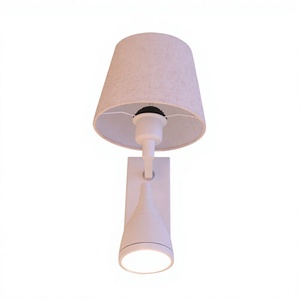 Lampe murale LED Lumetal moderne et minimaliste avec abat-jour en tissu élégant et commande tactile pour chambre, hôtel, salon, en fer forgé - Product Image 1