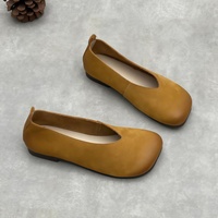 Mocassins pour femmes en cuir véritable à bout carré, fabriqués à la main, style simple, respirants, légers, chaussures plates pour toutes les saisons