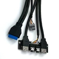 Kabel Panel Depan Casing Komputer PC USB 3.0 X 2 Speaker X2 50CM PVC/Plastik