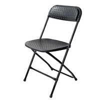 Chaise pliante en métal noir robuste et moderne, avec rembourrage renforcé, de qualité commerciale, en acier, pour événements extérieurs, maison et bureau