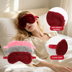 Masque de sommeil confortable en fausse fourrure et satin doux, multicolore, avec sangle élastique, double face, pour <span class=keywords><strong>la</strong></span> plupart des têtes - Product Image 4