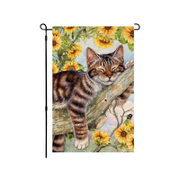 Vente chaude Top Qualité Fabricant En Gros Mignon Chat Double Face Extérieur Cour Décoration Personnalisé Jardin Drapeaux Bannière