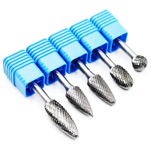 Tungsten Carbide Rotary Burrs 1/4 Shank Tập Tin Bit Cắt Đôi Công Cụ Quay Chết Mài Phụ Kiện Khoan Kim Loại Thép Gỗ