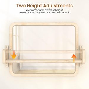 Specchio Montessori con Barra, Giocattolo per Bambini per Imparare a Stare in Piedi, Cornice in Legno Naturale, Barra Regolabile per Coordinazione Infantile, Piccolo Specchio - Product Image 3
