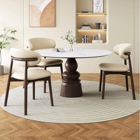 Chaise de salle à manger en bois massif nordique avec revêtement en cuir, dossier rembourré doux, design moderne de luxe léger pour salle à manger