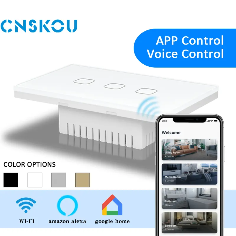 CNSKOU US Standard 1Gang 1Way Intelligent Home Products Touch Light Wifi Smart Switch