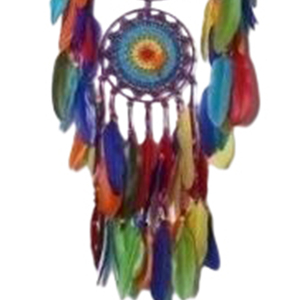 Acchiappasogni Angelina a Tre Strati 35cmx110cm con Piume Multicolore, Decorazione da Parete Boho con Motivo Mandala - Product Image 5