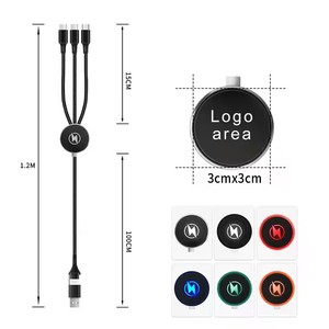 <span class=keywords><strong>Cable</strong></span> USB Tipo-<span class=keywords><strong>C</strong></span>/Micro/8 Pines 3 en 2 de Carga Rápida de 1.2m y 2A con Logotipo Luminoso Personalizado, Trenzado de Nailon, con LED y Cobre Estañado - Product Image 3