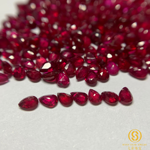 2.5x3.5mm chất lượng cao màu đỏ <span class=keywords><strong>Ruby</strong></span> tổng hợp <span class=keywords><strong>Ruby</strong></span> lỏng đá quý màu đỏ sẫm Lê cắt, giá mỗi Carat. - Product Image 2