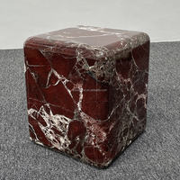 KINGS-WING Nouveau Design Personnalisable Pierre de Coupe Marbre Cube Table Basse d'Appoint Rosso Levanto Table d'Appoint Marbre Moderne