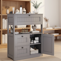 Armoire de rangement multifonctionnelle pour salon, moderne, en MDF + bois massif, 2 tiroirs, 5+ compartiments, armoire autoportante, hôtel, école