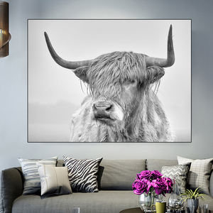 İskandinav dekorasyon yayla inek sığır duvar sanat tuval Poster ve baskı hayvan oturma odası ev dekor için tuval boyama resim - Product Image 6