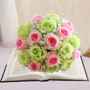 Ramo de Flores Artificiales, 18 Cabezas de Rosas de Plástico con Tallos, Flores Artificiales para Ramos de Novia, Centro de Mesa para Bodas - Product Image 6