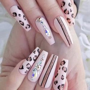 <span class=keywords><strong>Uñas</strong></span> Postizas al por Mayor OEM ODM Hechas a Máquina, Largas, Forma Ataúd, Cuadradas, Francesas, <span class=keywords><strong>Negras</strong></span>, Blancas, con Diamantes de Imitación, de Leopardo, Reutilizables - Product Image 3