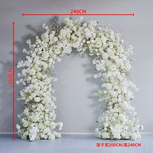 Arche de fleurs de mariage H-884, toile de fond photo de mariage, arrangement floral circulaire de 2,4 m avec roses blanches et gypsophile, chemin de table décoratif pour mariage - Product Image 2