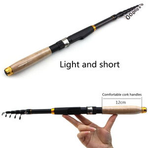 Canne à pêche télescopique Wildtrek en fibre de carbone haute performance, canne à lancer portable 1,8M-3,6M pour la pêche en mer avec poignée en liège - Product Image 6