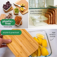 3-delige glazen voedselcontainerset met bamboe deksel |   Magnetron- en vrieskastbestendige lunchbox |   Keukenopbergorganizer met eigen logo