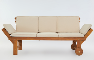 Espuma de madera maciza de teca personalizable de color y tamaño de 3 plazas para patio con cojines de color gris claro para muebles de exterior - Product Image 3