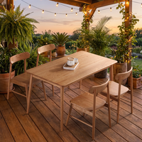 Ensemble de table à manger en bois massif moderne avec 4 chaises pour la maison, ensemble de table à manger minimaliste en bois massif avec 4 chaises