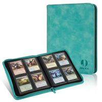 Classeur de cartes premium en nubuck à 4 pochettes, finition suède mat, avec fermeture éclair, pour cartes TCG, MTG et cartes sportives