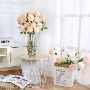 3 têtes artificielles en soie <span class=keywords><strong>blanche</strong></span> rose <span class=keywords><strong>fleur</strong></span> de <span class=keywords><strong>pivoine</strong></span> pour mariage décoration fête maison centre de table - Product Image 2