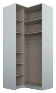 <span class=keywords><strong>Armoire</strong></span> d'angle <span class=keywords><strong>coulissante</strong></span> 2 portes grise soie Unique avec miroir avant - Product Image 3