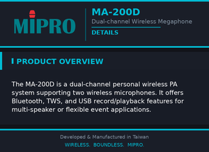 MIPRO Class D Amplifier <b>Wireless</b> PA System With 2 Way Speaker Personal PA System For Tour Event Hosting PA Speaker - Product Image 5