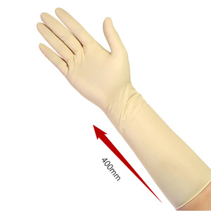 Gants en caoutchouc jetables de 400 mm de longueur pour travaux de laboratoire et de transformation alimentaire, non stériles, couverture complète - Product Image 1