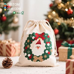 Luxury Eco Friendly Holiday Gift Storage <b>Sack</b> Cotton Christmas Drawstring Dust Bag With Premium Fabric for Decorations - Product Image 1