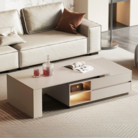 Table basse extensible avec lumières LED à capteur et tiroirs de rangement, style moderne, fabrication directe d'usine BSCI