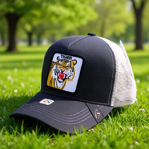 Cappello Trucker con Ricamo Tigre, 6 Pannelli, Regolabile, in Rete, Unisex, per Adulti, Casual, Primavera-Estate - Product Image 2