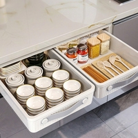 Cajón extraíble de cocina de plástico PP al por mayor con rieles deslizantes suaves y silenciosos, diseño sin perforación para almacenamiento en diversas espacios de gabinetes
