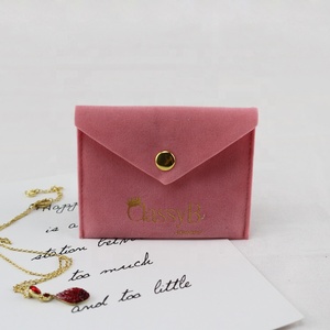 Luda Custom Velvet Jewelry Display Pouch Microfiber Faux Suede Flap <b>Envelope</b> Necklace Earring Jewelry Packaging Bag with logo - Product Image 4