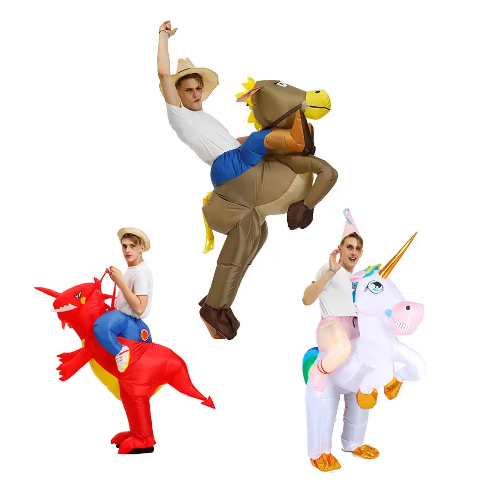 Various new designs horse dinosaur unicorn custom air stuffed inflatable costume suit