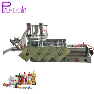 Semi-automatic Desktop 2/4/6 Nozzles Juice / Milk / water Spout Pouch Stand Up Pouch Filling Machine pneumatic Liquid Filler