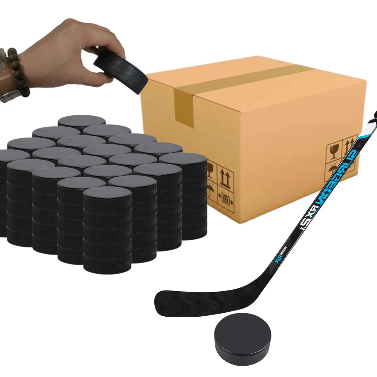 Prix de gros Rondelles de hockey sur glace populaires de haute qualité avec logo personnalisé ou rondelles de hockey sur glace en caoutchouc vierges