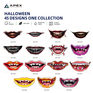 สติ๊กเกอร์<span class=keywords><strong>สัก</strong></span>ปากฮาโลวีน 160x65 มม. ริมฝีปากแวมไพร์ 45 แบบ - Product Image 3