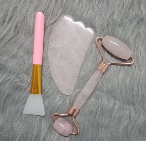 Ensemble de rouleau en Jade, outil pour le visage, avec brosse en silicone, <span class=keywords><strong>Anti</strong></span>-vieillissement pour le visage, avec boîte cadeau - Product Image 4