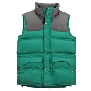 Da Viaggio degli uomini di Peso Leggero Isolato Puffer Gilet con Tasca Cuciture Verde Senza Maniche Inverno Anatra Giù Della Piuma Della Maglia