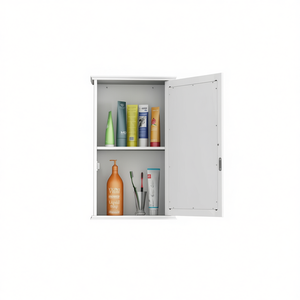 Armoire à bijoux murale blanche avec miroir, modèle D0100HE1HVU, rangement pour chambre à coucher et salle de bain, cadre en plastique rectangulaire anti-buée - Product Image 1