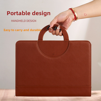 Porte-documents en cuir PU avec fermeture éclair et logo personnalisé, multi-poches, organiseur de bloc-notes professionnel pour conférences d'affaires