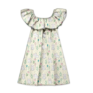 Vestido de Niña con Mangas con Volantes de Milk Silk, Vestido Casual con Estampado Completo para Niñas, Corte en A - Product Image 3