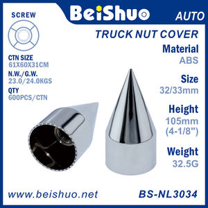 Couvercle d'écrou de roue de camion à pointes chromées ABS BS-NL3034 pour semi-camion, remorque ou camion HD avec style à visser - Product Image 2