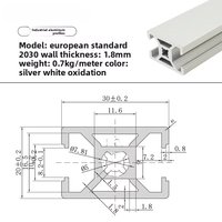 Profilé en aluminium Euro Standard 2030 à rainures en T 6063 T6 anodisé CNC pour cadres de machines d'automatisation industrielle (coupe/soudage)