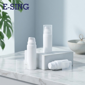 Flacon pompe airless blanc ovale pour crème nettoyante visage et corps, avec bouchon à bec de canard et système d'aspiration - Product Image 6