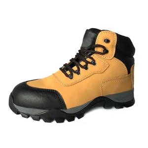 Ботинки мужские из нубука, безопасная рабочая обувь, нескользящая резиновая подошва, стальной носок